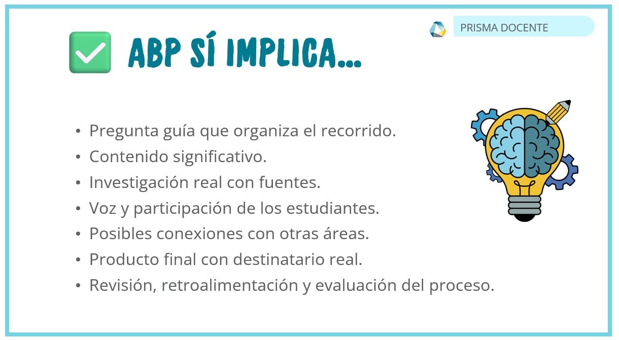Elementos que implica el aprendizaje basado en proyectos