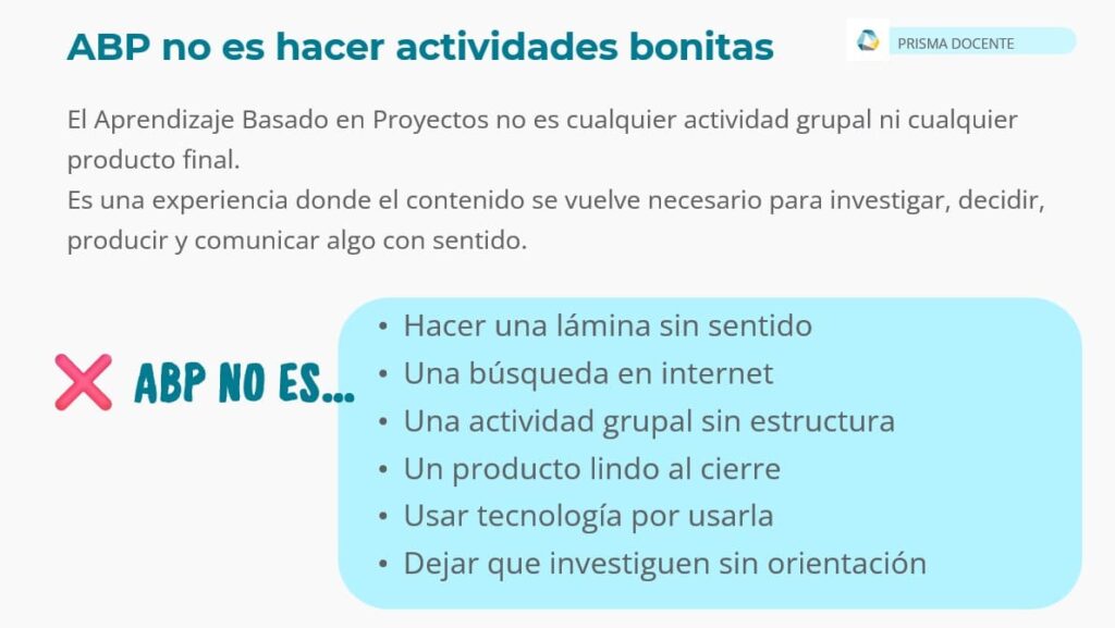 Qué no es el aprendizaje basado en proyectos